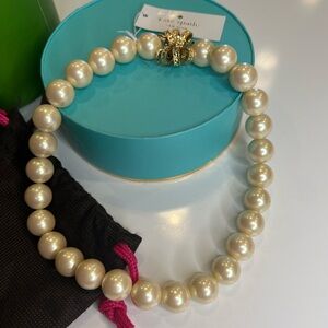 Kate Spade New York Moon Rover Pearl Collar Necklace bow clasp ribbon
